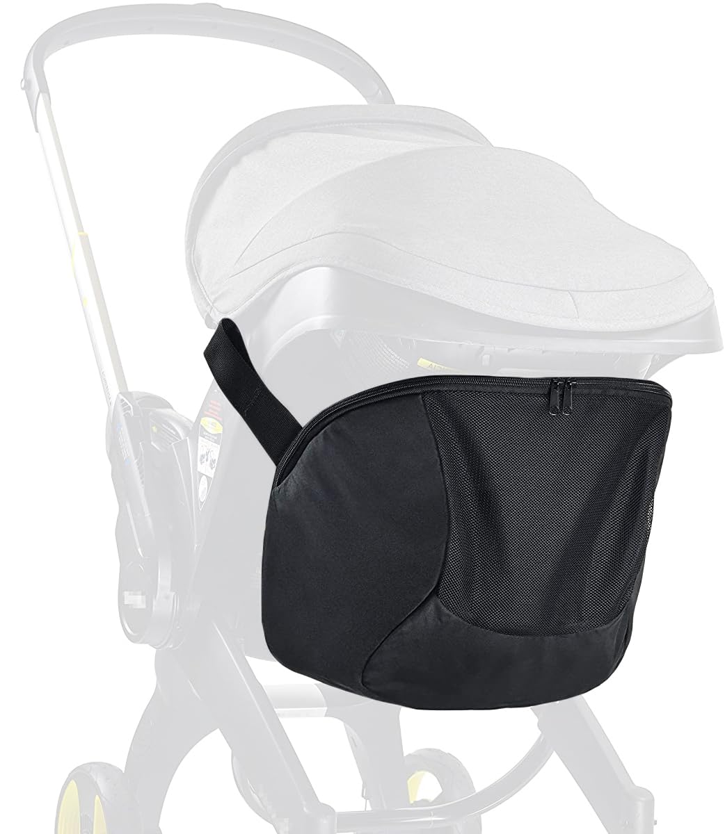 iNszkoos Clip-On Baby Stroller Storage Bag Compatible with Doona Stroller Carseat, Pram Buggy Organizer Bag with Zipper Snap-On Stroller Bag & Large Storage Space, Baby Stroller Storage Bag Accessory
