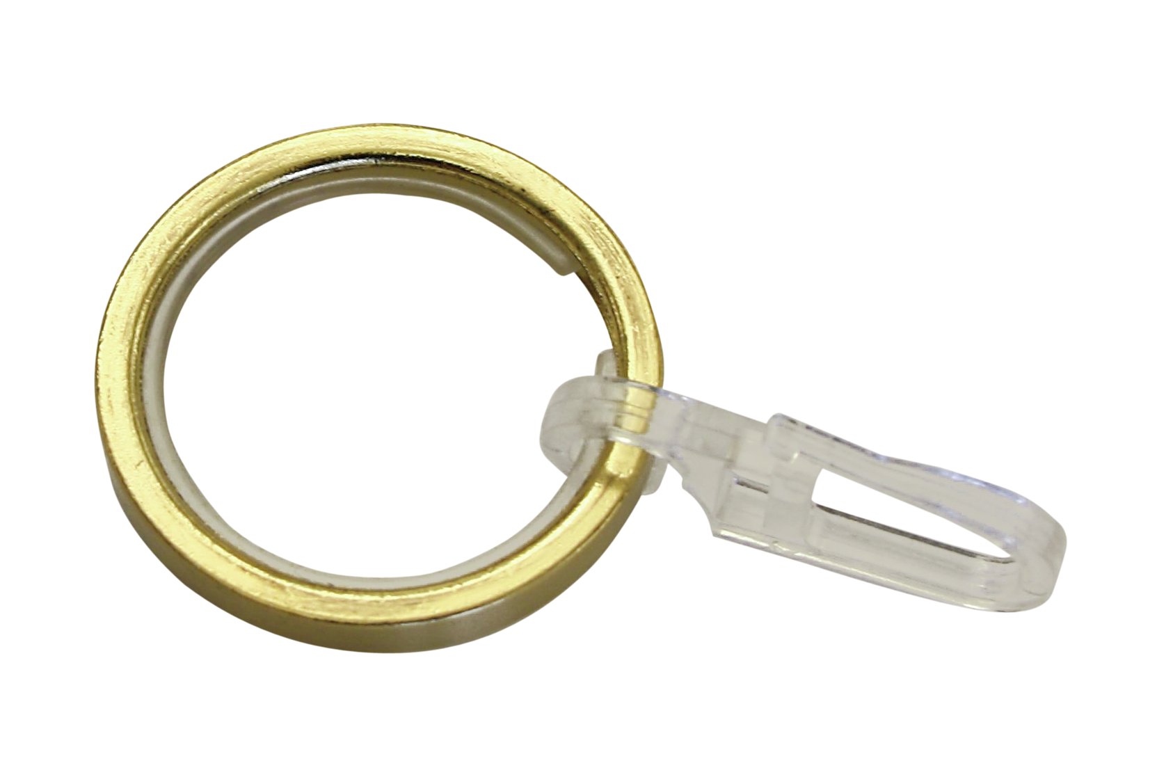 Gardinia Curtain Rings for Curtain Rods with 20 mm Diameter, Gliding Inlay and Pleated Hooks Included, 10 Pieces, Chicago Series, 4 mm Width, Metal, Matte Brass