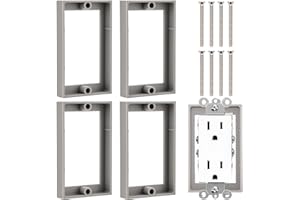 4 Packs 1/2 Inch Single Gang Outlet Box Extender with 8 Screws for 1 Gang Electrical Box Extension Switches (Gray)