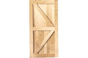 Homacer 5-in-1 Design Solid Natural Pine Wood Barn Door, 46in Wide 80in High, Unfinished and Unassembled, with Pre-drilled Holes for Easy Assemble and Pre-routed Floor Guide Groove, Interior Only