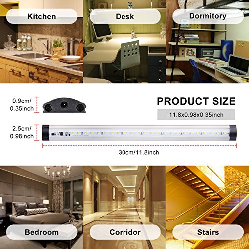 Under Cabinet Light, Elfeland Touch Tap Closet Lights 3 Levels Dimmable Touch Sensor Night Light Connectable Push Light for Wardrobe Cupboard Desk Lamp Kitchen Study Dormitory