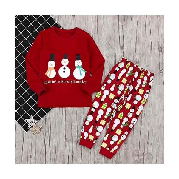 Kehen 2PCS Toddler Baby Christmas Tree Snowman Long Sleeve Shirt + Pants Xmas Clothes Set - Image 3