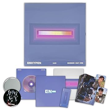 Enhypen Enhypen Debut Album Border Day One Dawn Ver Cd Photobook Clear Story Cover Book Mark Post Cards Photo Cards Official Poster Free Gift Amazon Com Music