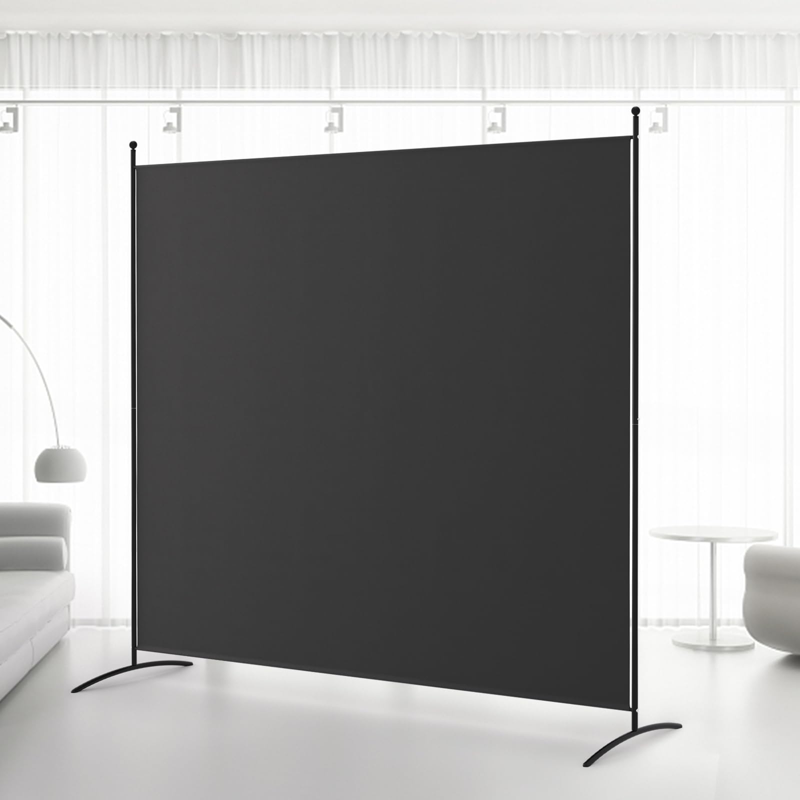 Kokorona 1 Panel Room Divider, 6FT Tall Folding Privacy Screen Wall Dividers, Portable Single Panel Temporary Privacy Wall Freestanding Room Divider for Room Separation, Black, W 180 x H 180 cm