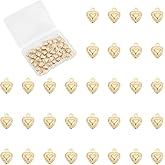 UNICRAFTALE 40Pcs Golden Small Heart Charm 3D Heart Pendants Stainless Steel Dangle Love Charm with Loop for Mother's Day Valentine's Gifts DIY Bracelet Earrings Jewelry Making