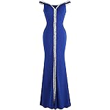 Angel-fashions Mujer Fuera del Hombro Vestidos de Noche Abertura