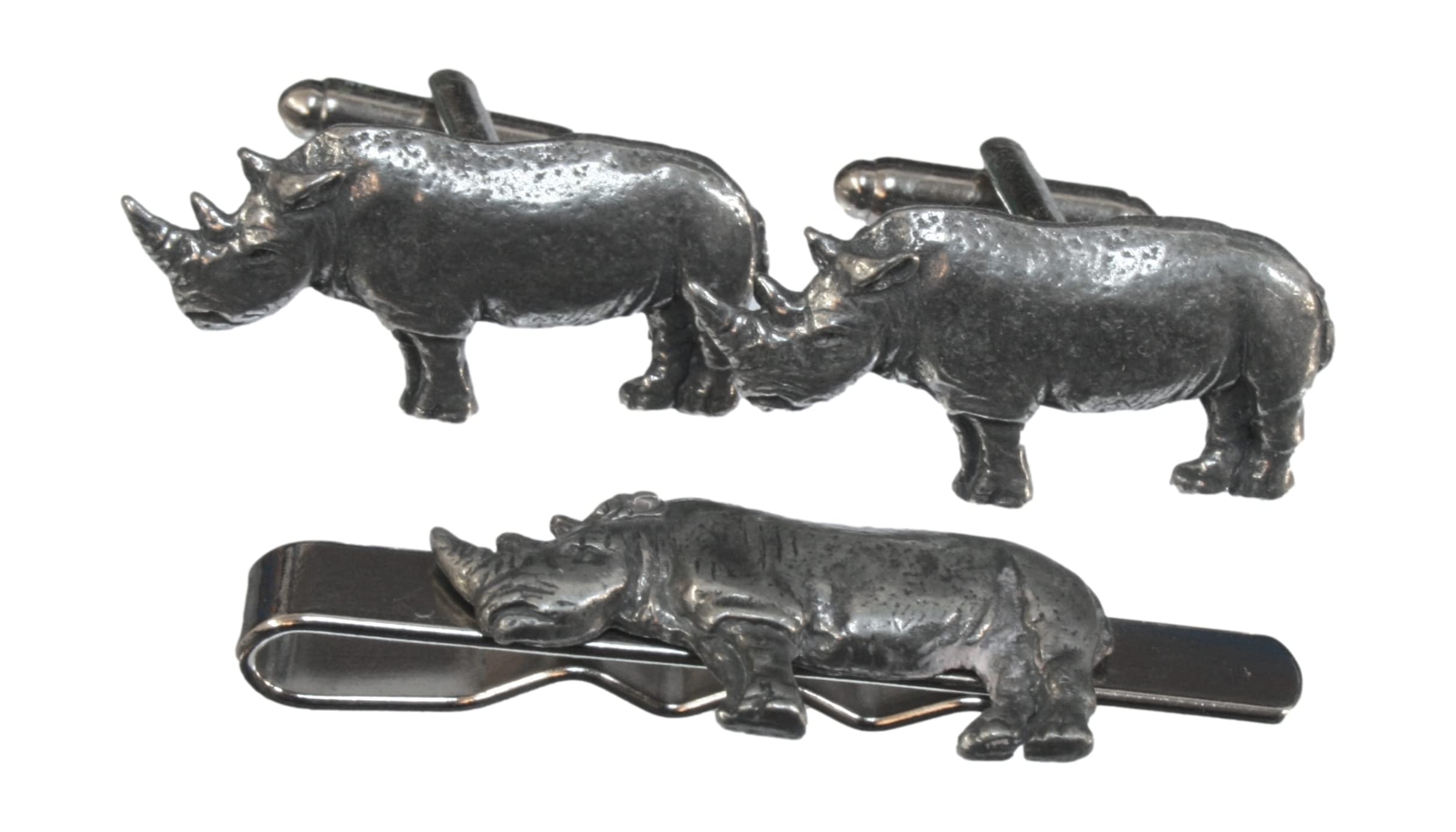 Rhino Cufflinks and Tie Bar Slide Gift Boxed Set 297