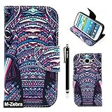 Galaxy S3 Case, M-Zebra Printed Series Light Color Design PU Leather Stand Wallet Type Magnet Design Flip Case Cover For Samsung Galaxy S3 i9300, with Screen Protectors+Stylus+Cleaning Cloth (Elephant 1)