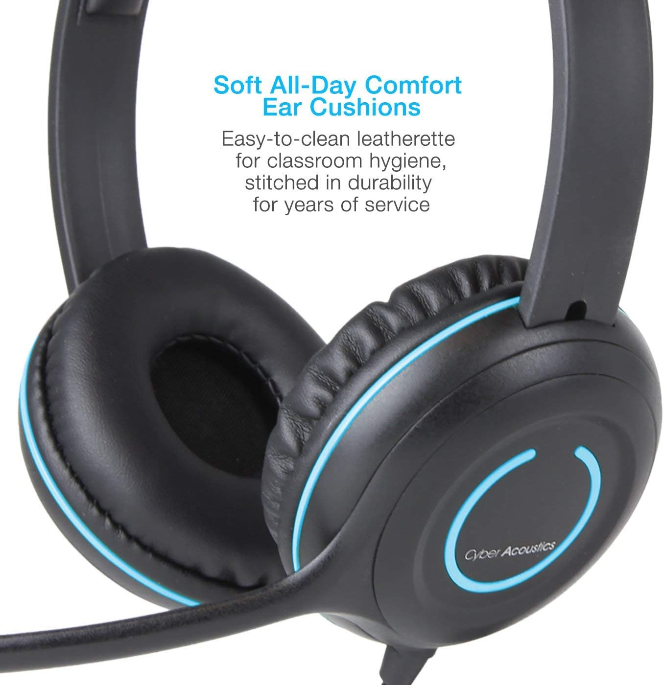 Cyber Acoustics 3.5mm Stereo Headset (AC-5002) with Noise-Canceling Microphone for PCs Tablets - Image 4