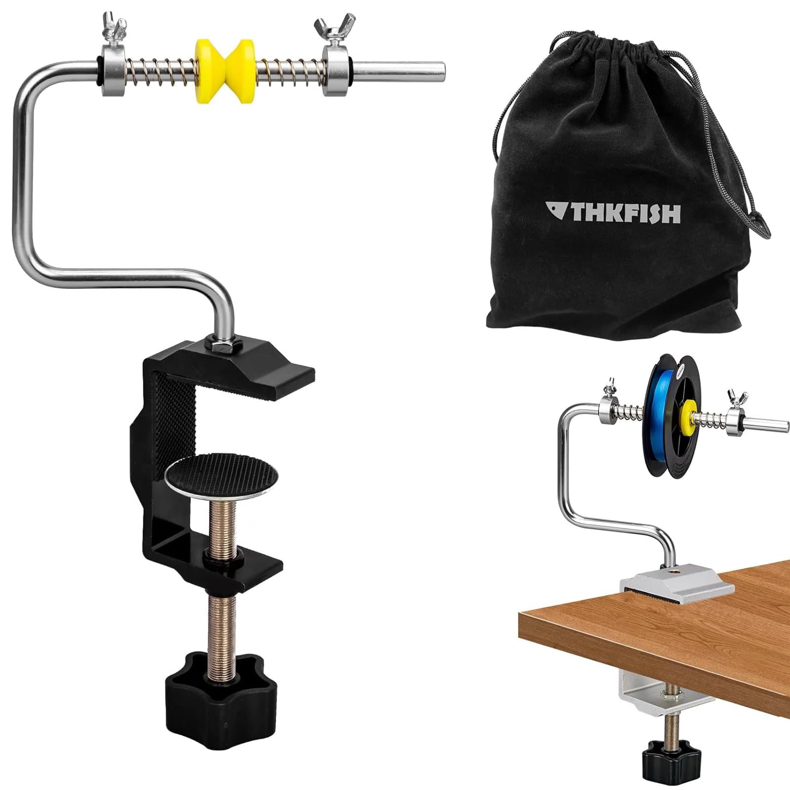 THKFISH Fishing Line Spooler Fishing Line Winder Spooler Fishing Accessories Adjustable Stable Portable Fishing Line Spooler With Clamp B-Long Style