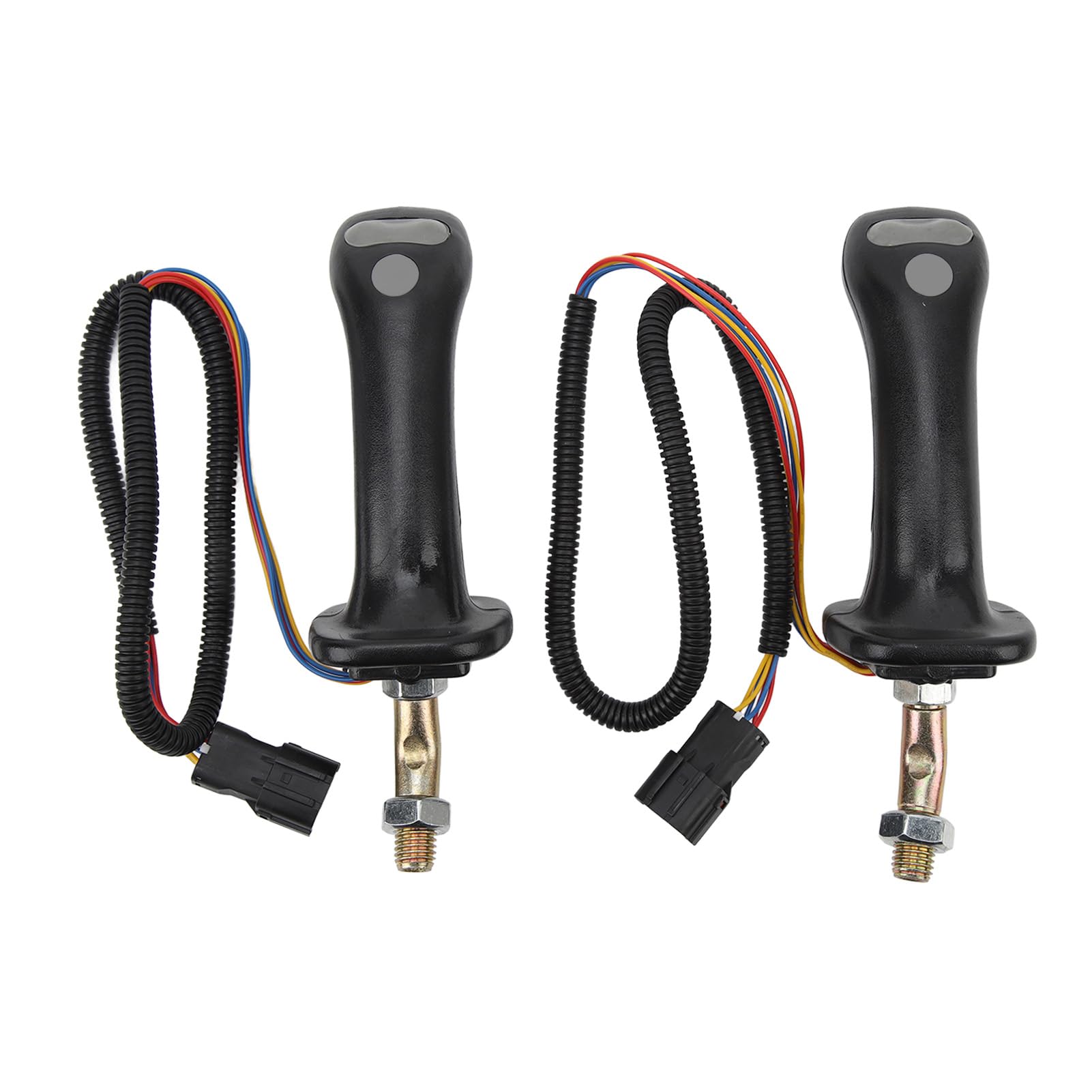Excavator Joystick Lever 2Pcs 3 Button Excavator Joystick Handles 6 Pin Black Aluminum Alloy Compatible with DH DX150 215 225 300 370 9C