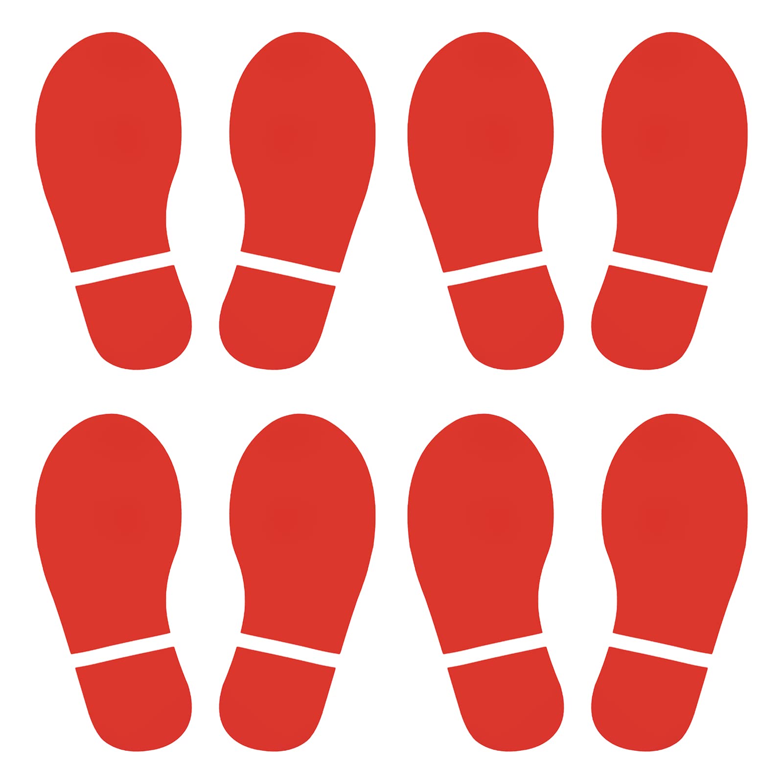 PATIKIL 10x3.7" Footprint Sticker, 4 Pairs PVC Shoes Floor Decal Sign for Class Decor Stair Guide, Red