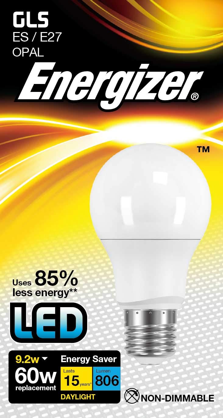 Energizer LED GLS Traditional Energy Saving Daylight Lightbulb, E27, 9.2 W, Warm White
