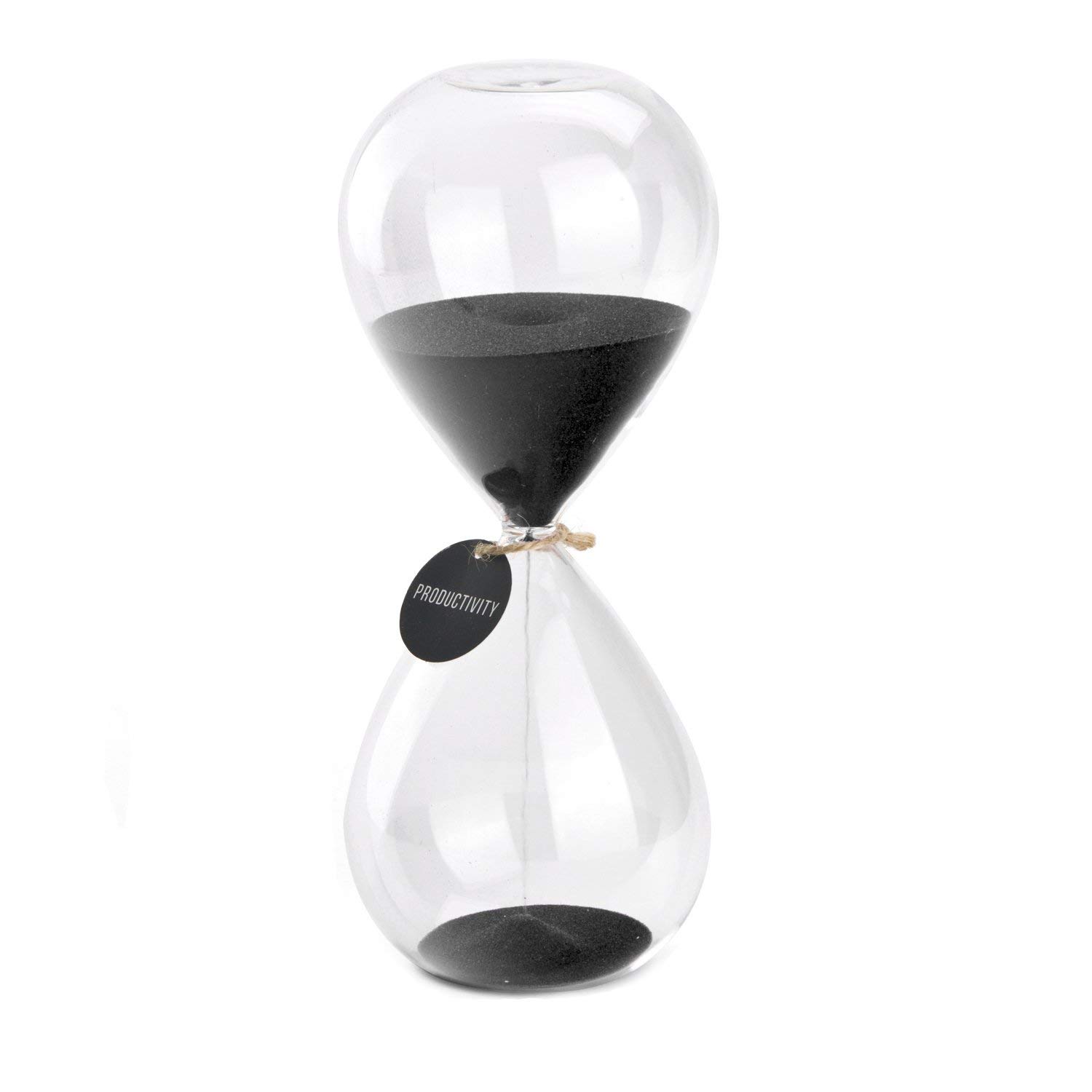 Photo 1 of SWISSELITE Hourglass Sand Timers, Hourglass Sand Clock Inspired Glass for Home, Desk, Office Decor(8Inch-30Mins Black Beauty)