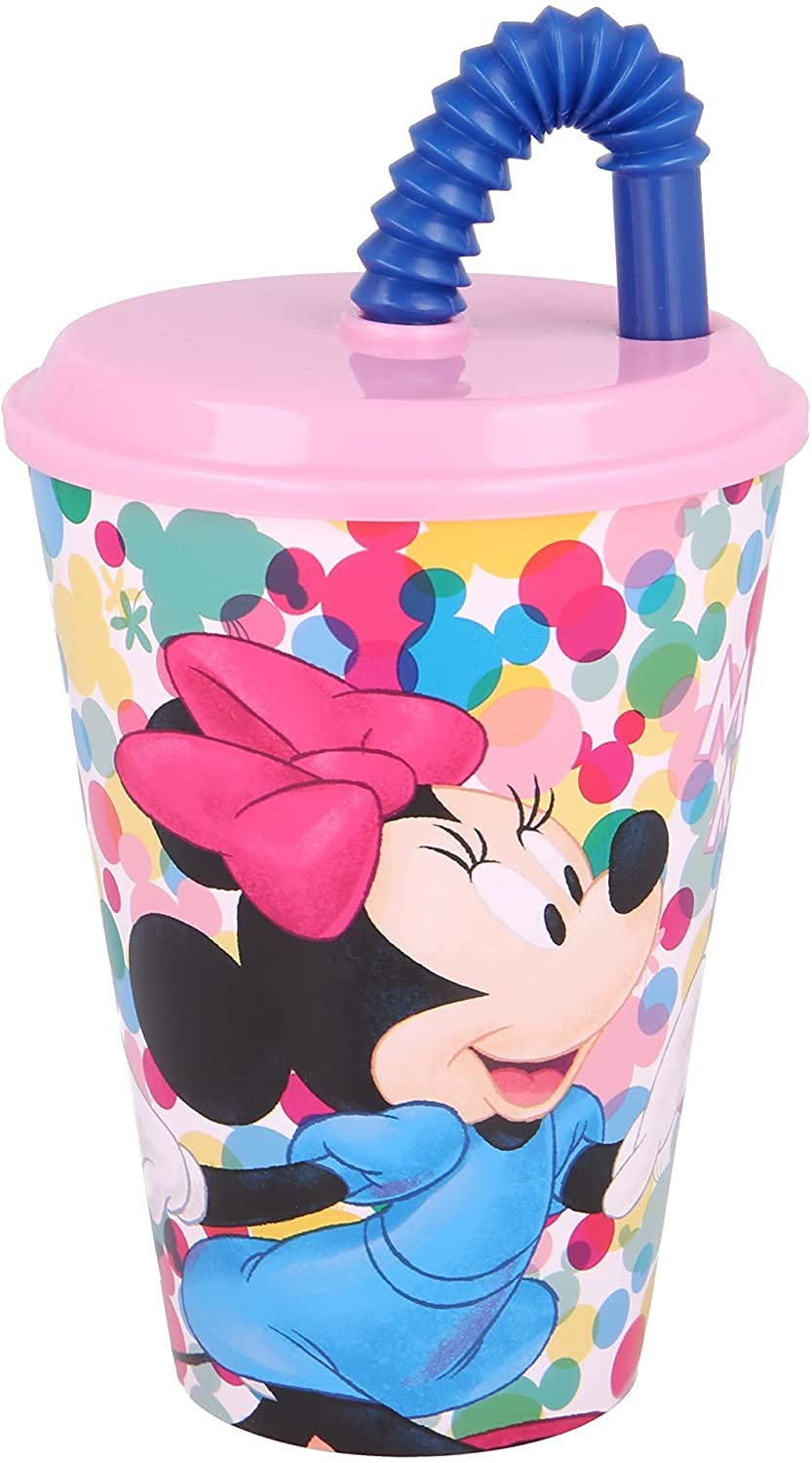 Gold1 Kids Character Sports Tumbler 430ML Drinking Re-usable Plastic Cup with Straw (Minnie Mouse) — image 1
