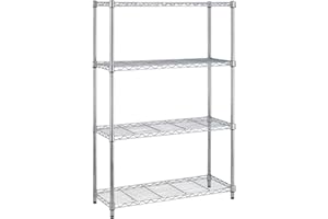 BestOffice | 4-Tier Wire Storage Shelves | 36x14x54 | Chrome | with Adjustable Racks | Heavy-Duty Metal Shelf, Holds Upto 1000 lbs | No-Tool Assembly | Ideal for Home & Garage Shelving