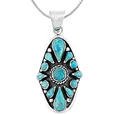 Turquoise Necklace 925 Sterling Silver Pendant & 20" Chain
