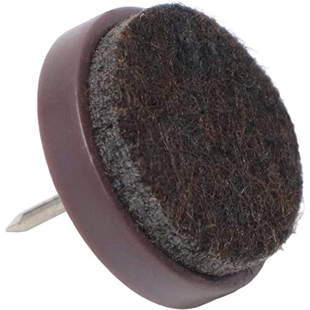 Adsamm® / 32 x Felt-pads with nail | Ø 0,94'' (Ø 24 mm) | brown | round | Premium quality furniture sliders with nail by Adsamm®