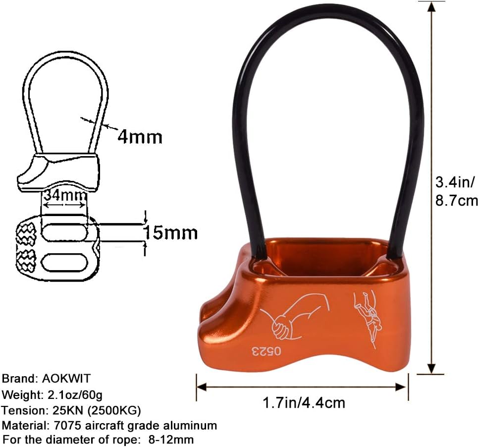 AOKWIT Professional 25KN Rappel ATC Belay Device Aluminum V-grooved Rock Climbing Belay Device Rappelling Descender Safety Equipment (Orange) : Sports & Outdoors