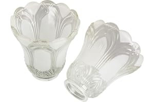 Anmire 2 Pack Clear Frosted Flower Glass Shade, Bell Shaped Light Fixture Replacement Globe or Cover with 2-1/8-Inch Fitter for Ceiling Fan Light Chandelier Wall Sconce, G0015