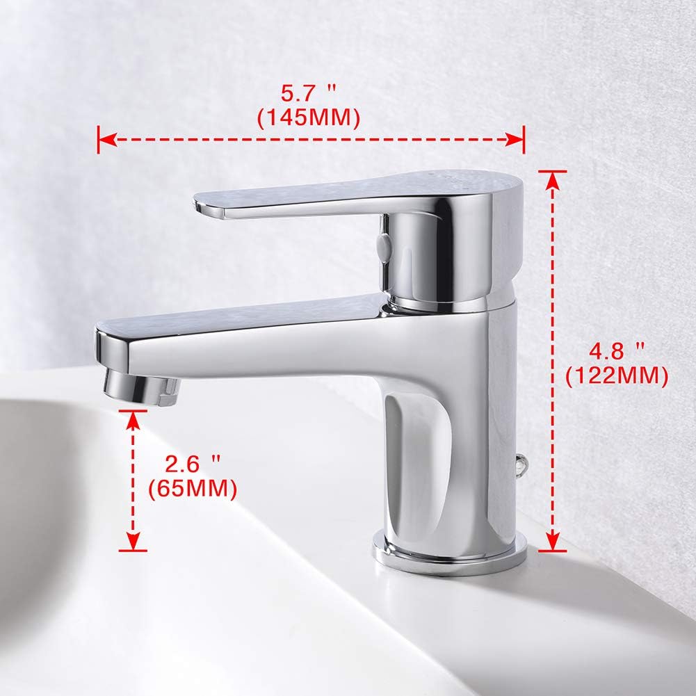 Ibergrif Bathroom Basin Taps, Sink Taps Mixers Chrome, Brass, Hot& Cold Single Handle Control, M11057, Silver, 7.0 cm*16.0 cm*12.0 cm - Image 3