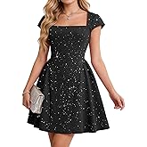 Bridesmay Women's Sequin Square Neck Mini Prom Dresses, A Line Short Cocktail Party Dresses