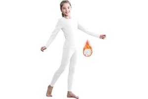 QooNoo Girls Thermal Underwear for Kids Long Johns Base Layer Set Winter Fleece Lined Top and Bottom Set