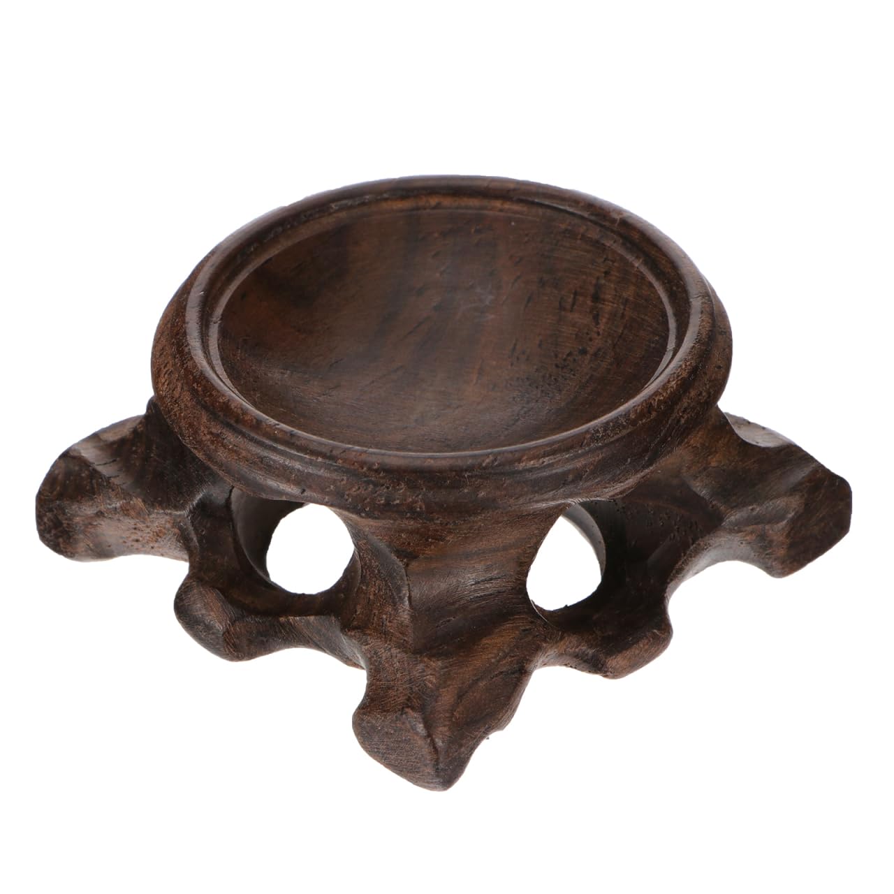 Housoutil Wooden Crystal Sphere Stand Carving Base 1.77 Inch Wood Display Holder for Quartz Balls Decorative Egg Stands Marble Display Rack