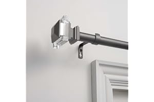 Exclusive Home Curtains Prism 1" Curtain Rod and Coordinating Finial Set, Gunmetal, Adjustable 36"-72"