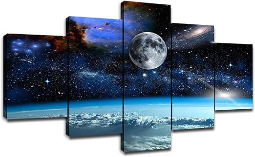 Amazon Com 5 Pieces Canvas Art Outer Space Universe Planet Earth