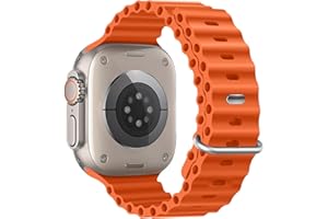 SURUNDO Ocean Silicone Sport Band - Compatible with Apple Watch Ultra 2/Ultra Band 49mm 46mm 45mm 44mm 42mm Men Women, Breathable Soft Waterproof Strap for iWatch Ultra 2, iWatch Ultra Series 10 SE/9/8/7/6/5