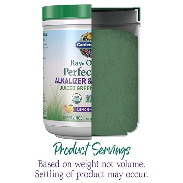 GARDEN OF LIFE RAW ORGANIC PERFECT FOOD ALKALIZER AND DETOXIFIER, LEMON GINGER FLAVORED SUPERFOOD POWDER SUPPLEMENT, 30 SERVINGS