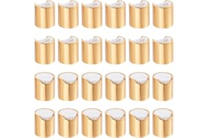 OLYCRAFT 24Pcs Gold Aluminized Plastic Round Disc Top Caps, 20mm Inner Diameter, Replacement Press Caps for Plastic Bottles, Durable Dispensing Lids