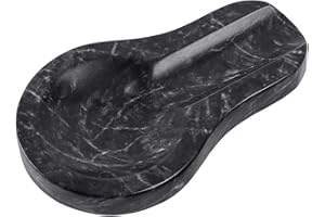 Marble Spoon Rest for Kitchen Stove Countertop, Marble Utensil Holder, Perfect for Spatula, Ladle, Fork (1, Dark Grey)