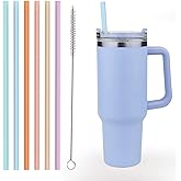 XANGNIER 6 Pack Multicolor Silicone Replacement Straws for Stanley 20 30 40 oz cup,Reusable Long Straw with Cleaning Brush for Stanley Quencher Adventure,for Stanley Cup Accessories