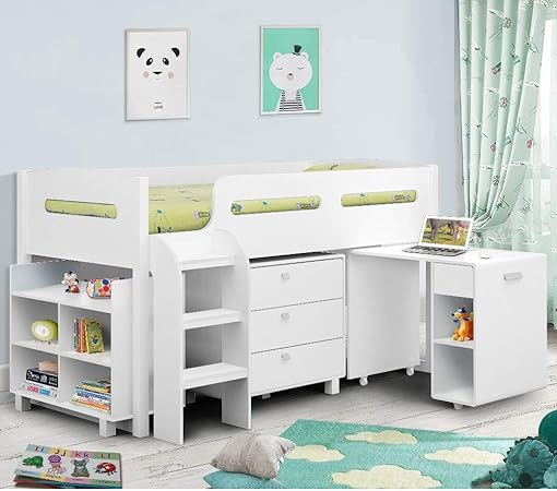 kids white cabin bed
