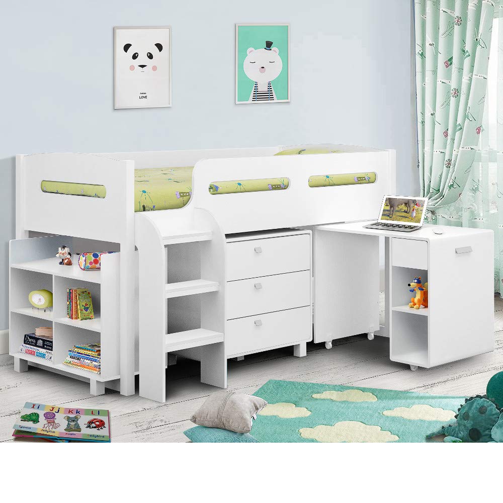 Happy Beds Kimbo White Sleep Station Children Kids Cabin Bunk Bed