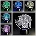 TRADE® 3D Visual Multicolor Gradient Acrylic Animal Rhino LED Touch USB Dual Purpose Base Bedside Illumination Night Light