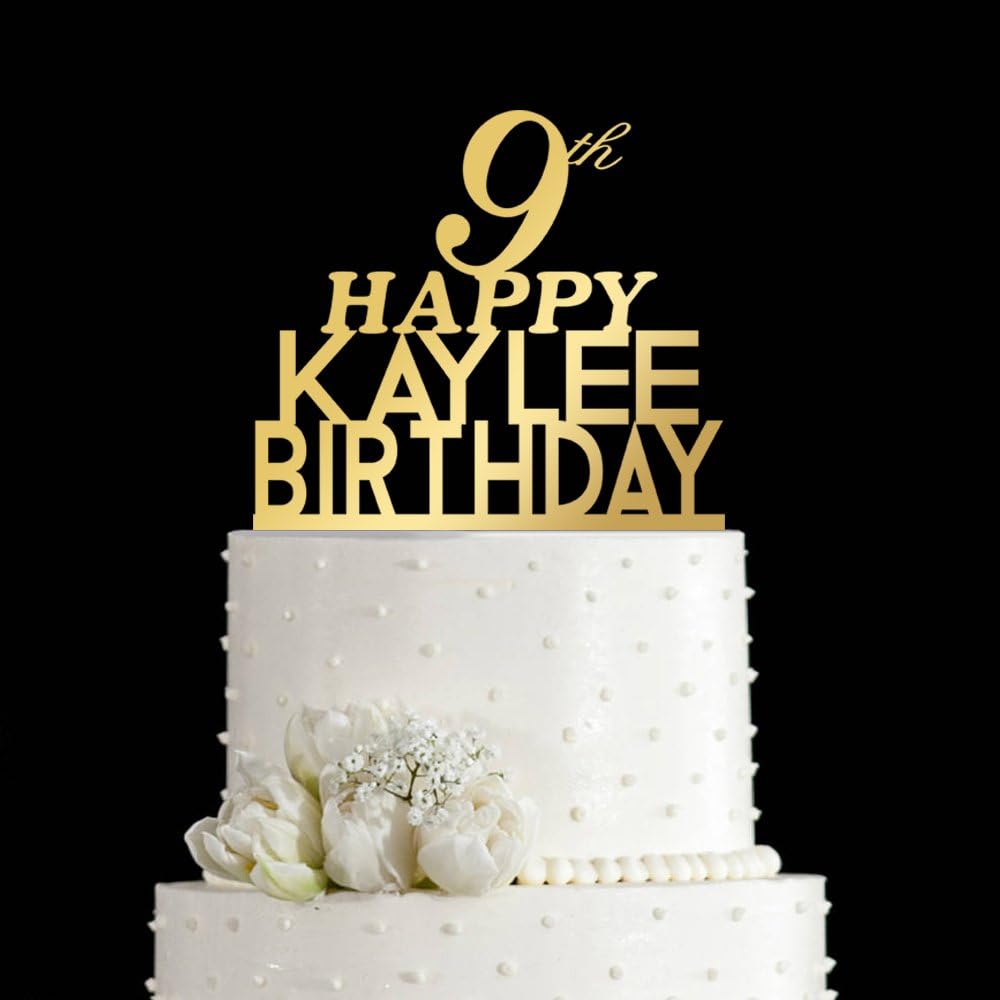 Amazon Com Kiskistonite 9 Year Cute Cake Toppers Happy Birthday 9th Name Customized For Boys Girls Children Birthday Personalized Cake Decoration Favors Party Decorating Supplies Kitchen Dining