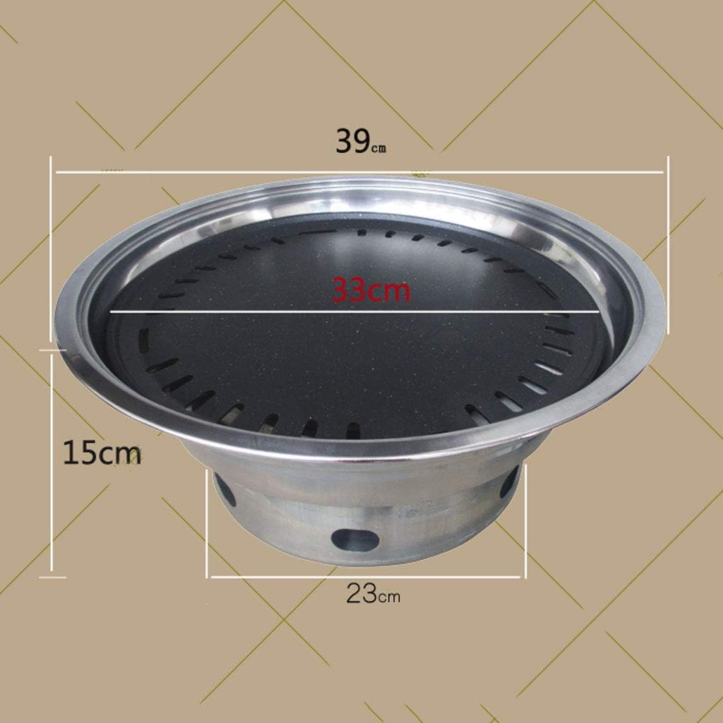 review ZJJ& Barbecue Grill Home Commercial Smokeless Grill Round Portable Outdoor Charcoal Stainless Steel Grill(393915)
