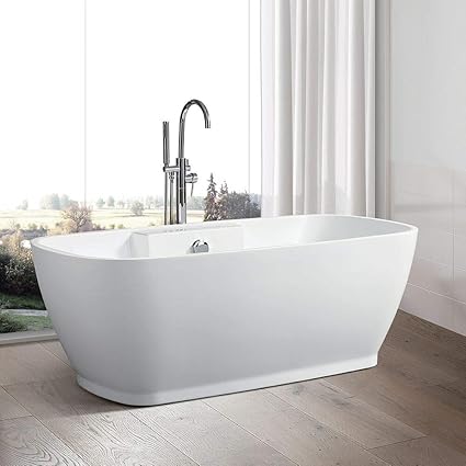 Vanity Art 59 Inch Freestanding Acrylic Bathtub Modern
