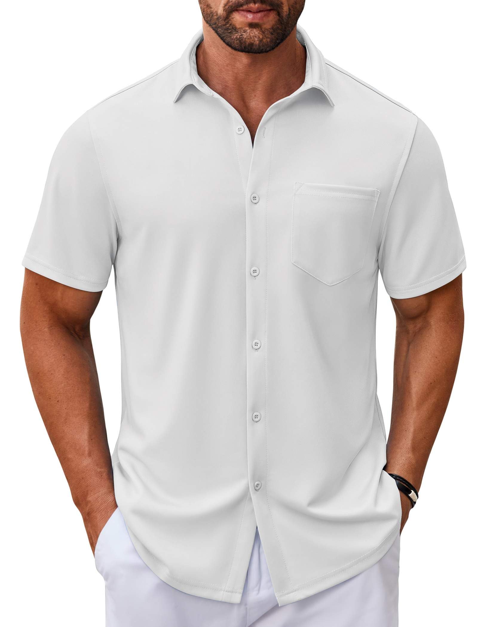 COOFANDY Dress Shirts for Men Short Sleeve Casual