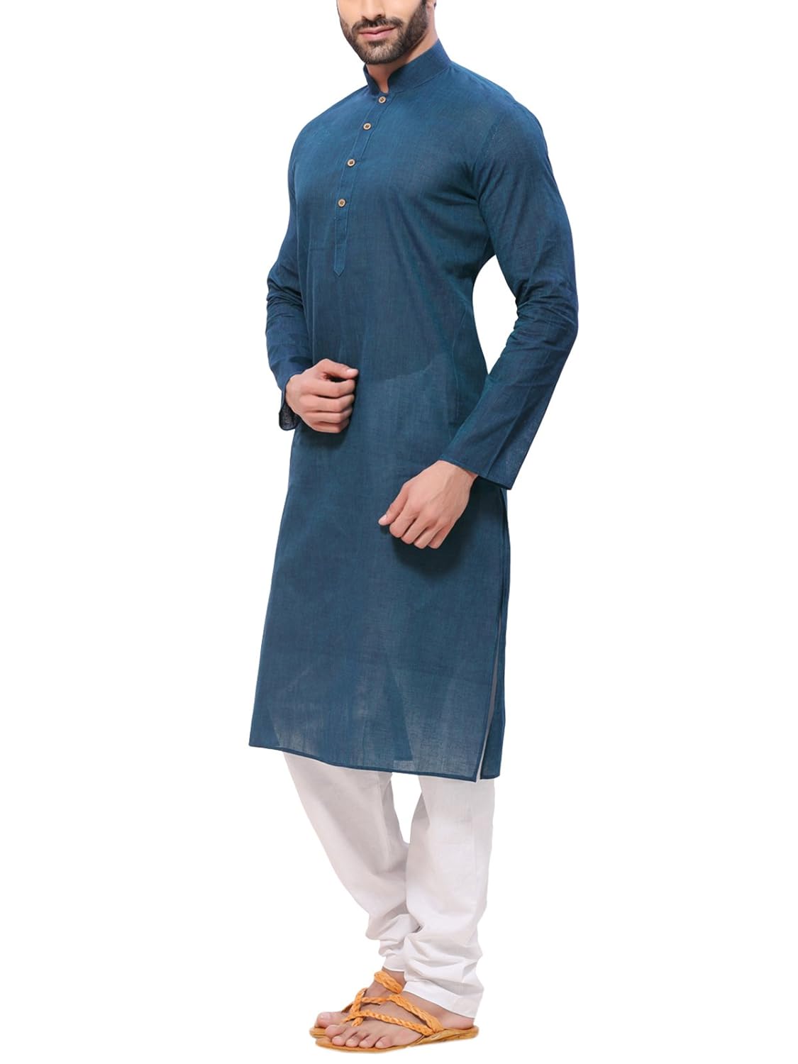 rg designers men's handloom green blue kurta pyjama