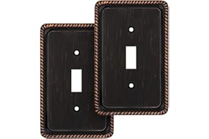 Henne Bery Rope Edge Decorative Wall Plate Switch Plate Outlet Cover (Single Toggle, 2 Pack, Aged Bronze)