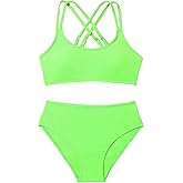 Milumia Girl's 2 Piece Swimsuits Criss Cross Spaghetti Strap Bikini Sets Beachwear Bathing Suit