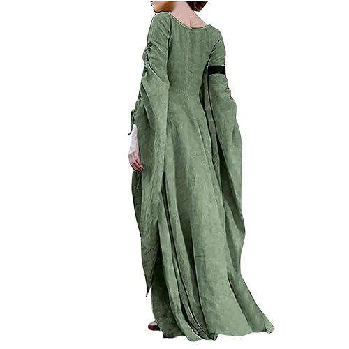 tea length emerald green dress SIX Anne Boleyn Women Green Dress Carnival Halloween Cosplay Costume main image 0