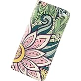 ANFUMAN Rfid Slim Wallet for Womens Thin Card Holder Travel Wallet Bifold Clutch Long Ladies Billfold Lotus