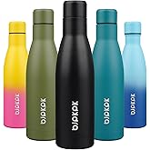 BJPKPK 17oz Insulated Water Bottles Stainless Steel Sports Water Bottles Keep Cold and Hot for Travel Dishwasher Safe,Midnight Black