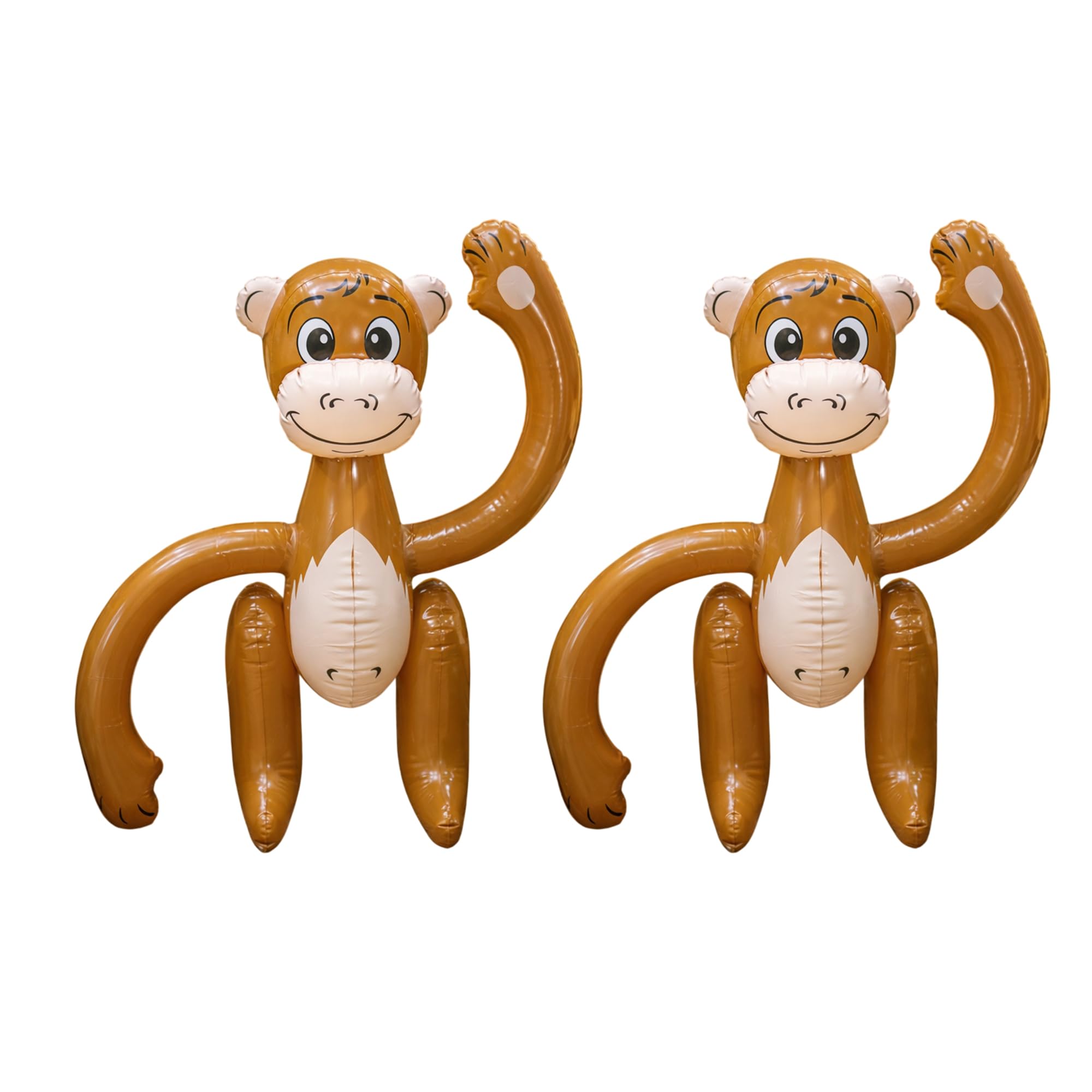 SHATCHI 2 Pcs Inflatable Brown Monkey Blow Up Party Decorations 58 cm, Tropical Animal Fancy Dress Props for Hawaiian African, Pool and Beach Parties, Hen Do, Stag Do, Photo Booth and Themed Events