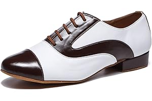 LITNERMIA Mens Lace-up Leather Latin Chacha Tango Jazz Rumba Ballroom Modern Dance Shoes